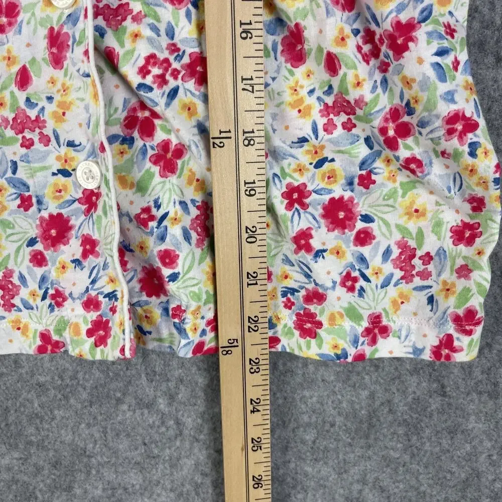 Lauren Ralph Lauren Pajama Top Womens Medium Floral Button Front‎ Monogram Logo